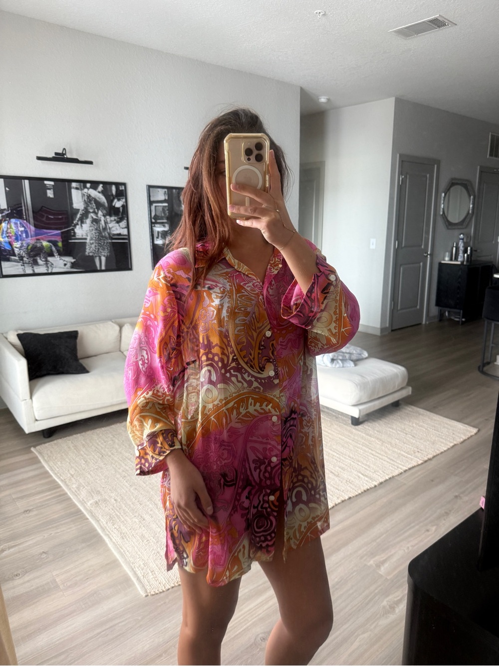 Pink & Orange Paisley Tunic Coverup